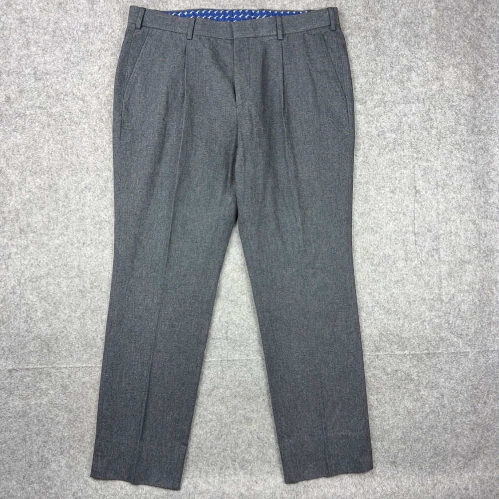 Brooks Brothers Red Fleece Pants Mens 38x30 Gray Wool Pleated Dress Trousers